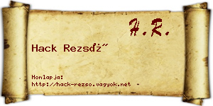 Hack Rezső névjegykártya